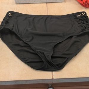 Large black high rise swim bottoms
